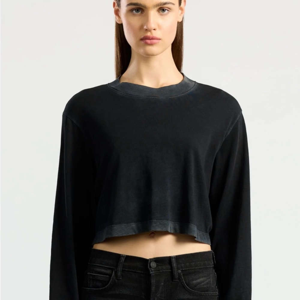 Cotton Citizen Black Long Sleeve Crop Top NWOT